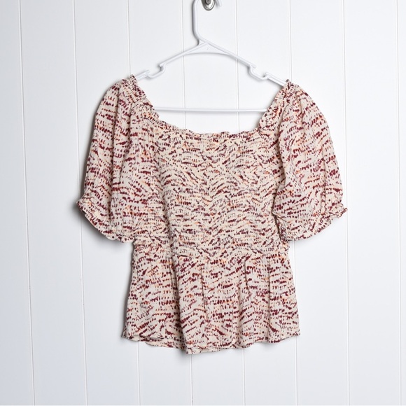 Old Navy Women's Cream and Red Smocked Top, size small - Picture 2 of 7